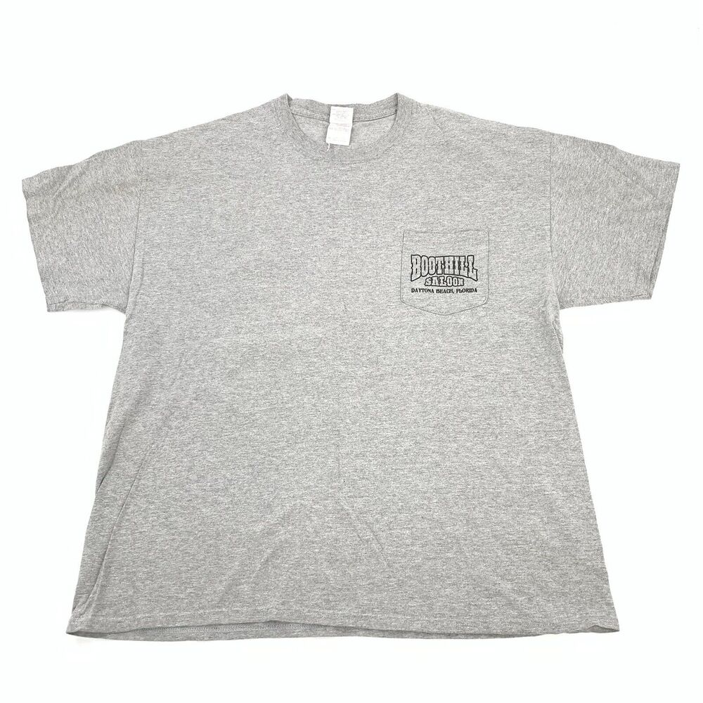 Vintage Boothill Saloon Pin Up Girl Short Sleeve Pocket T-Shirt XL Adult Gray